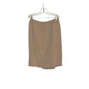 Vintage Ann Taylor Silk Pencil Skirt 8 Career Casual Tan Khaki 100% Silk